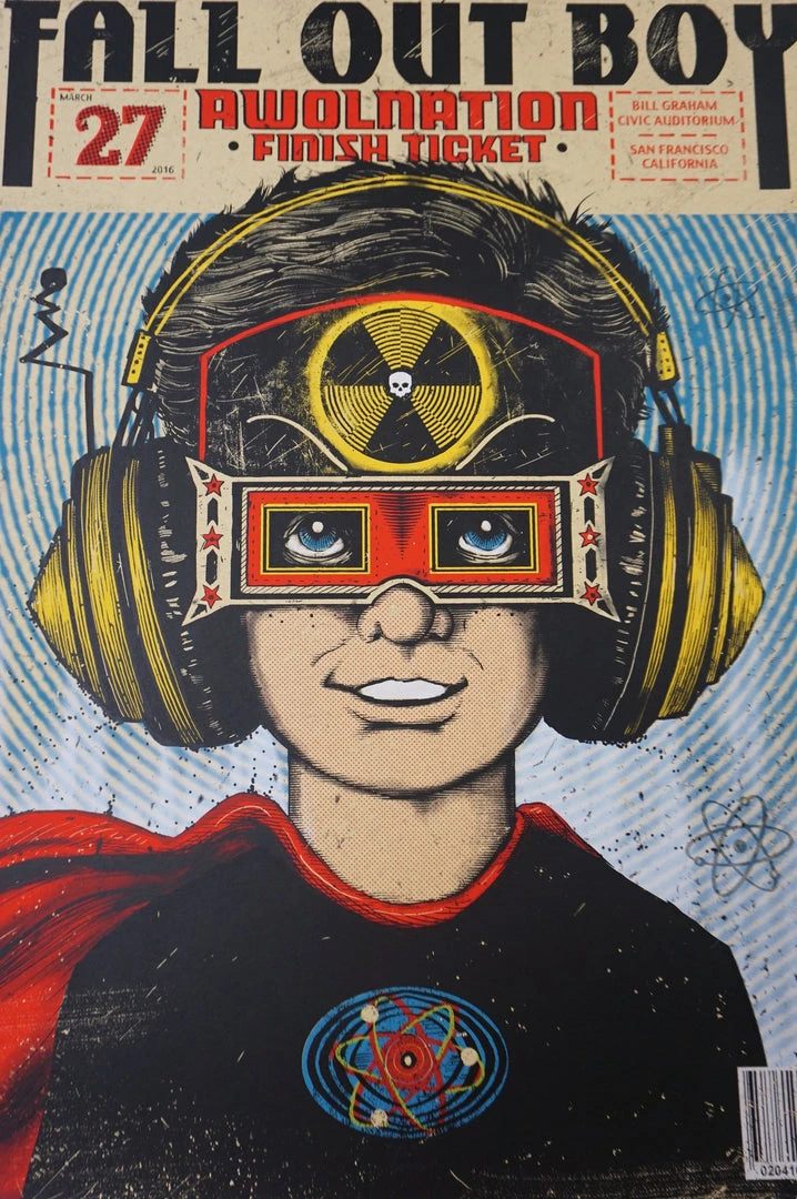 Fall Out Boy - 2016 Zeb Love Poster Print San Francisco Bill Graham Gig Posters 4 Fall Out Boy - 2016 Zeb Love Poster Print San Francisco Bill Graham Gig Posters