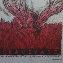 Graveyard - 2009 Dan Grzeca Poster San Diego, CA Pink Bar Gig Posters