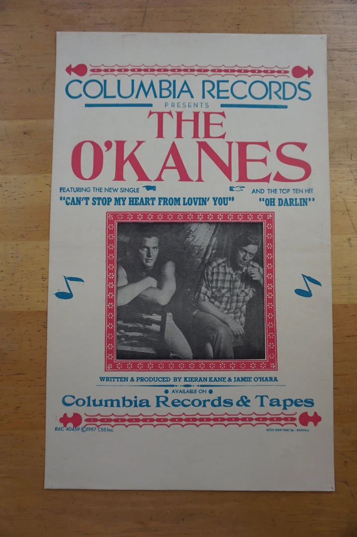 Sold Out Posters Gig Posters The O'Kanes - 1987 Columbia Records Hatch Show Prints Poster 4 Sold Out Posters Gig Posters The O'Kanes - 1987 Columbia Records Hatch Show Prints Poster