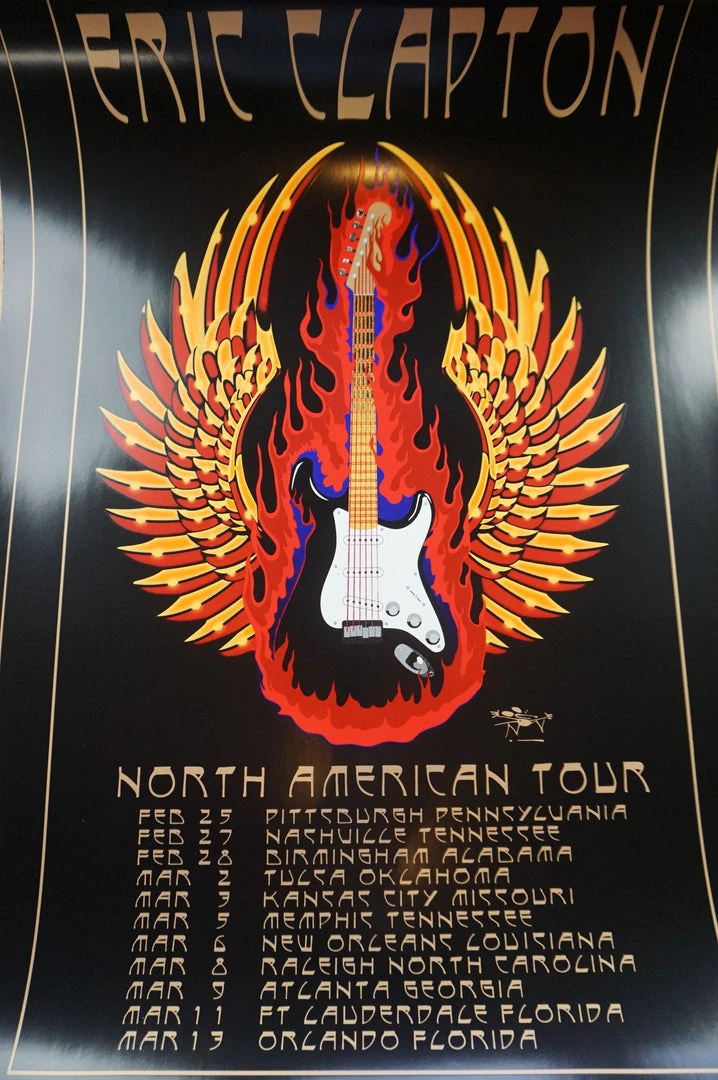 Eric Clapton - 2010 Stanley Mouse Poster US Tour Guitar Print 4 Eric Clapton - 2010 Stanley Mouse Poster US Tour Guitar Print