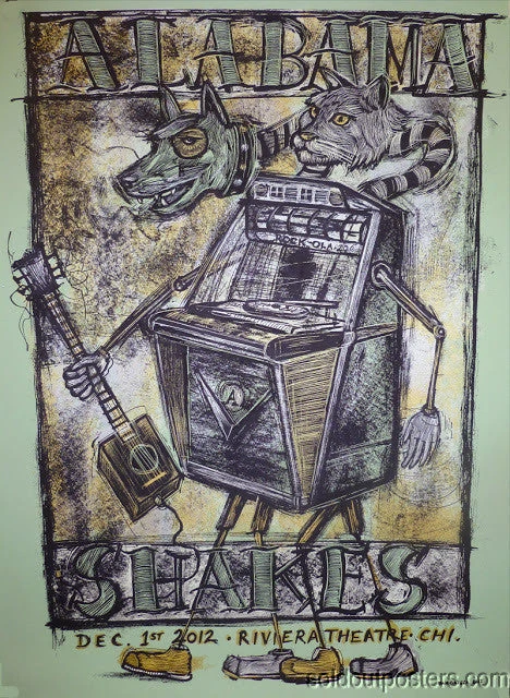 Alabama Shakes - 2012 Dan Grzeca Poster Chicago, IL Riviera Theatre FRAMED 4 Alabama Shakes - 2012 Dan Grzeca Poster Chicago, IL Riviera Theatre FRAMED