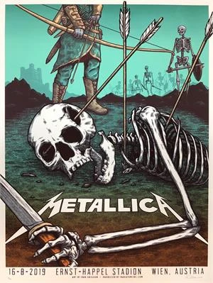 Metallica - 2019 Dan Grissom Poster Vienna, Austria Gig Posters 3 Metallica - 2019 Dan Grissom Poster Vienna, Austria Gig Posters