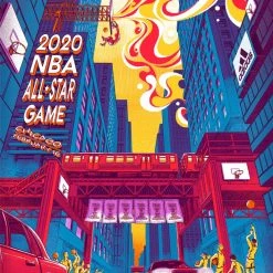 Chicago, IL NBA All Star Game - 2020 James Flames Poster Chicago Bulls
