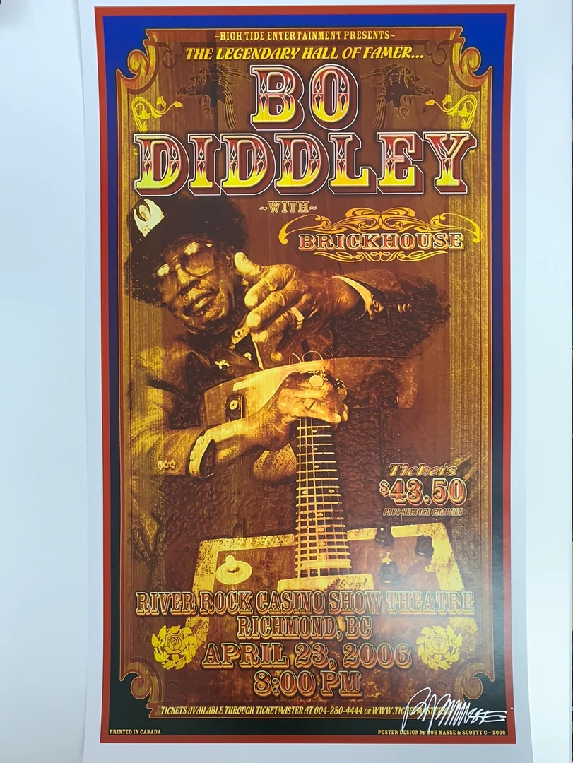 Bo Diddley - 2006 Bob Masse Signed Poster Richmond, BC 4 Bo Diddley - 2006 Bob Masse Signed Poster Richmond, BC