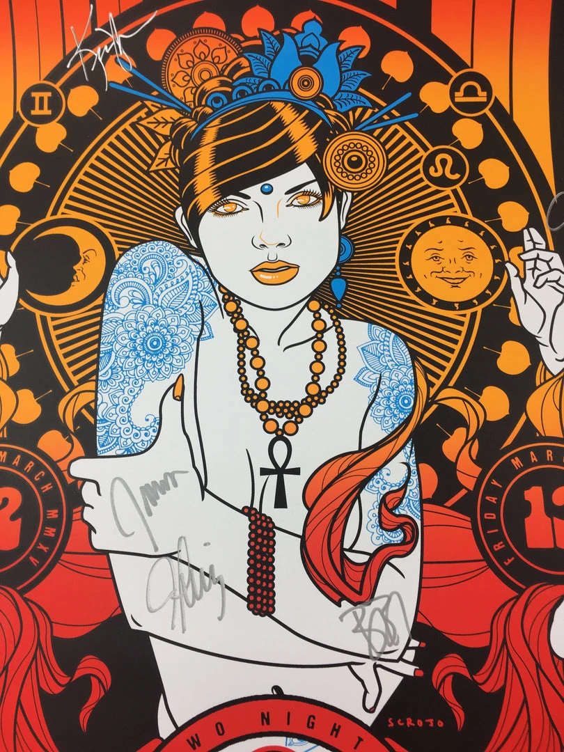 Colorado Umphrey's McGee - 2015 Scrojo Poster Belly Up Aspen, CO Band Autographed Silver 4 Colorado Umphrey's McGee - 2015 Scrojo Poster Belly Up Aspen, CO Band Autographed Silver