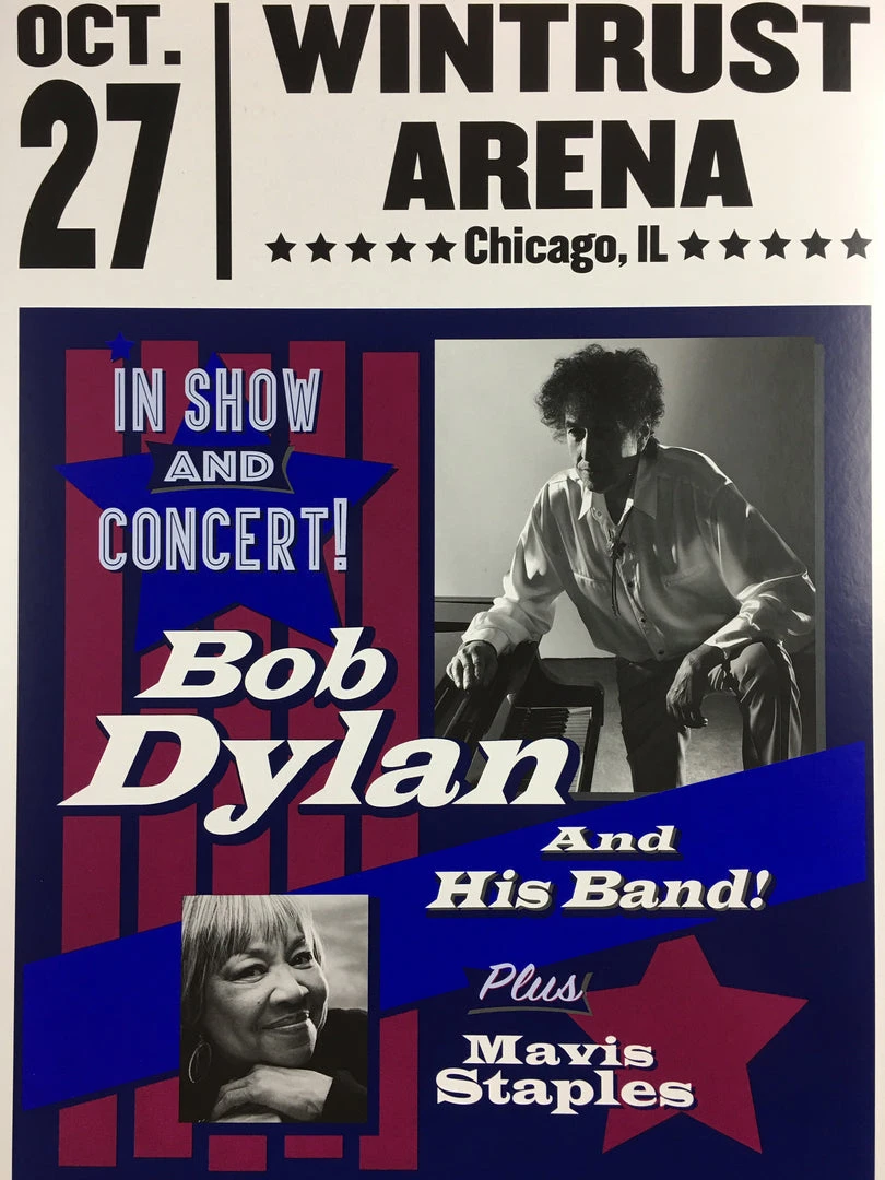 Bob Dylan - 2017 Geoff Gans Poster Chicago Wintrust Arena RED Chicago, IL 3 Bob Dylan - 2017 Geoff Gans Poster Chicago Wintrust Arena RED Chicago, IL