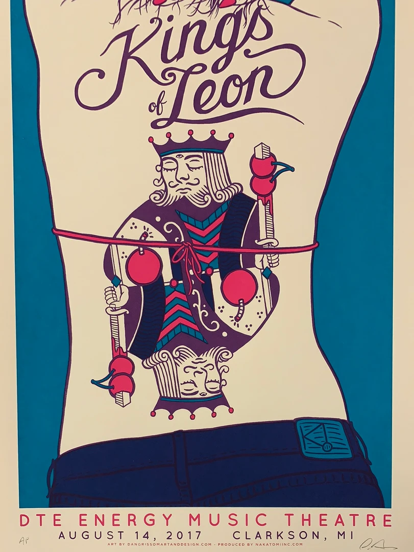 Gig Posters Kings Of Leon - 2017 Dan Grissom Poster Clarkson, MI DTE Energy 3 Gig Posters Kings Of Leon - 2017 Dan Grissom Poster Clarkson, MI DTE Energy