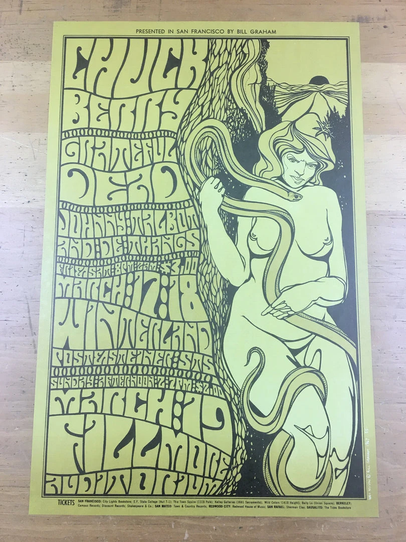 Grateful Dead Chuck Berry - 1967 Wes Wilson Poster San Francisco, CA Fillmore Au 5 Grateful Dead Chuck Berry - 1967 Wes Wilson Poster San Francisco, CA Fillmore Au