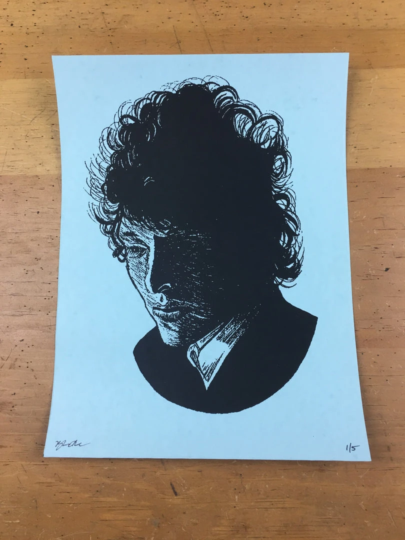 Bob Dylan The Rolling Stone - 2014 Brian Methe Art Print Blue Variant 5 Bob Dylan The Rolling Stone - 2014 Brian Methe Art Print Blue Variant