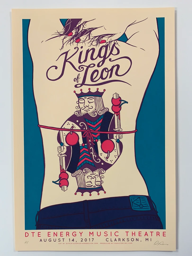 Gig Posters Kings Of Leon - 2017 Dan Grissom Poster Clarkson, MI DTE Energy 4 Gig Posters Kings Of Leon - 2017 Dan Grissom Poster Clarkson, MI DTE Energy