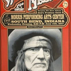Gig Posters Willie Nelson - 2017 Mattole River Studios Poster South Bend, Indiana