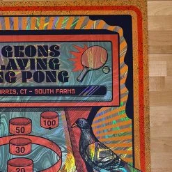 Foil Posters Pigeons Playing Ping Pong - 2020 Status Serigraph FOIL Poster Morris, CT