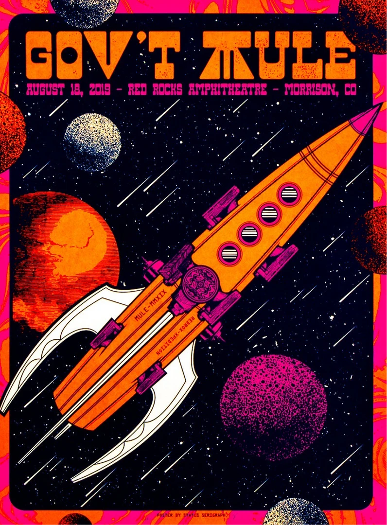 Colorado Govt Mule - 2019 Status Serigraph Poster Red Rocks, Morrison, CO 3 Colorado Govt Mule - 2019 Status Serigraph Poster Red Rocks, Morrison, CO