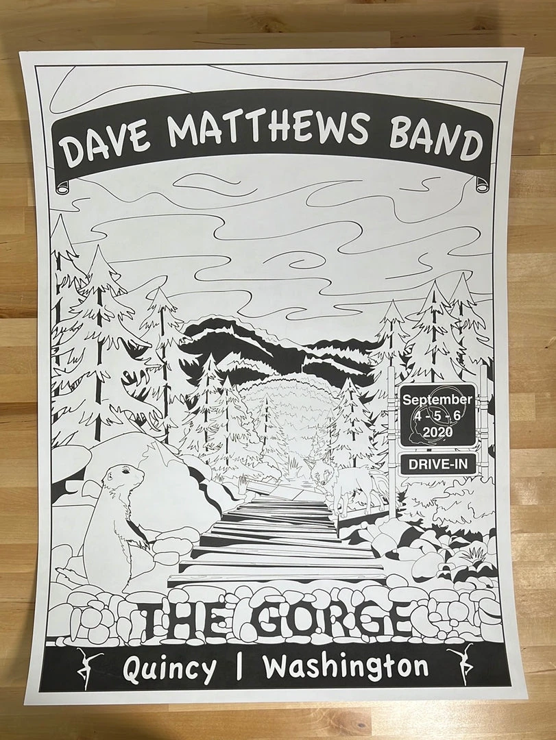 Dave Matthews Band - 2020 Jamison Grace Coloring Poster Quincy, WA Gig Posters 4 Dave Matthews Band - 2020 Jamison Grace Coloring Poster Quincy, WA Gig Posters