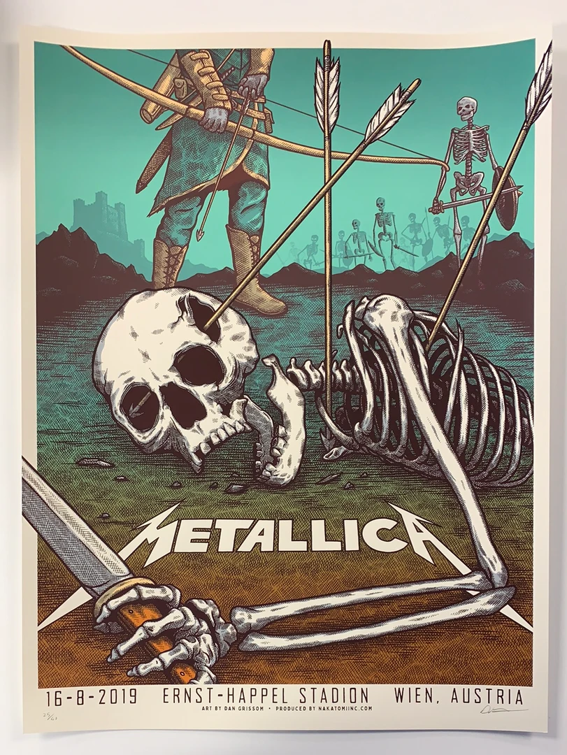 Metallica - 2019 Dan Grissom Poster Vienna, Austria Gig Posters 4 Metallica - 2019 Dan Grissom Poster Vienna, Austria Gig Posters