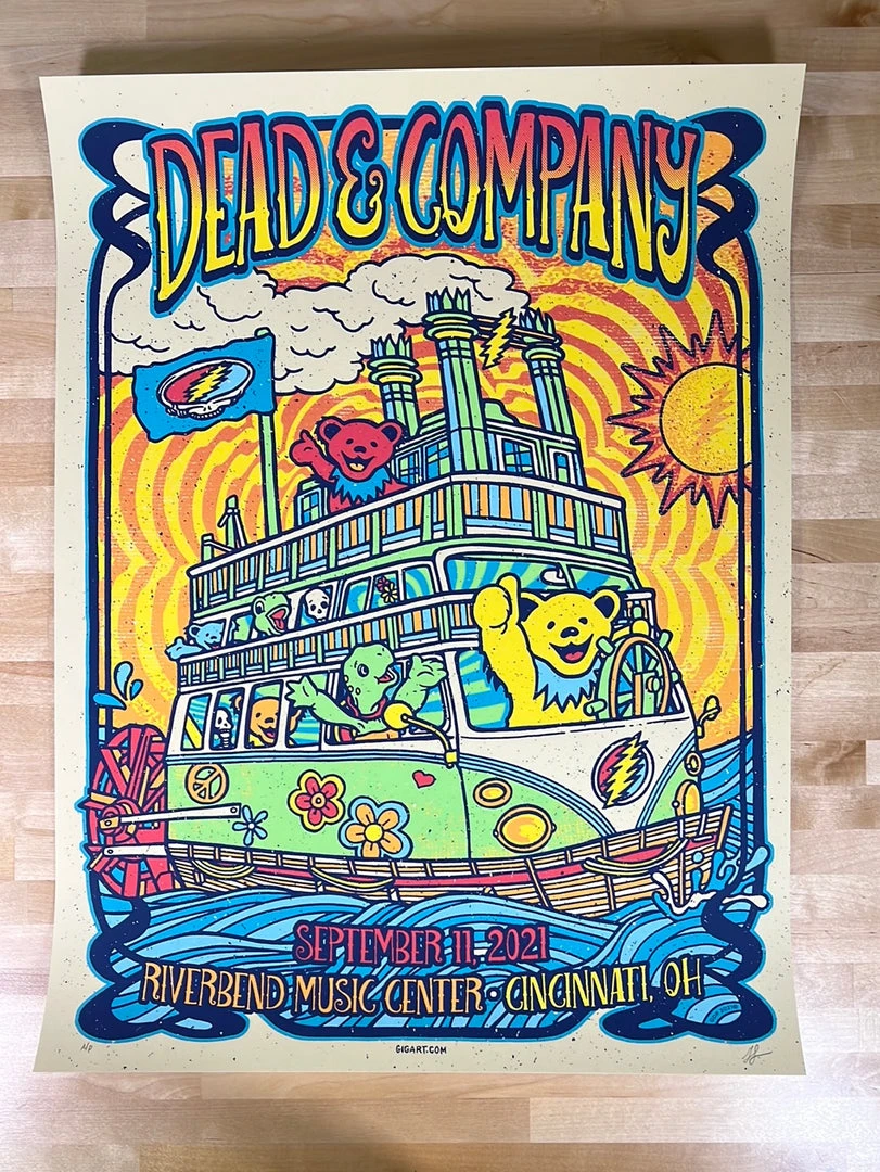 Gregg Gordon Gig Posters Dead & Company - 2021 Gigart Poster Cincinnati, OH Riverbend 4 Gregg Gordon Gig Posters Dead & Company - 2021 Gigart Poster Cincinnati, OH Riverbend