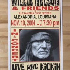 Willie Nelson - 2004 Franks Brothers 11/10 Poster Alexandria, LA