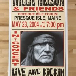 Willie Nelson - 2004 Franks Brothers 5/23 Poster Presque Isle, ME Gig Posters