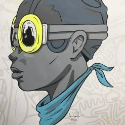 Fly Boy - 2016 Hebru Brantley ORIGINAL Painting Beyond Kirby Flyboy Original Artwork