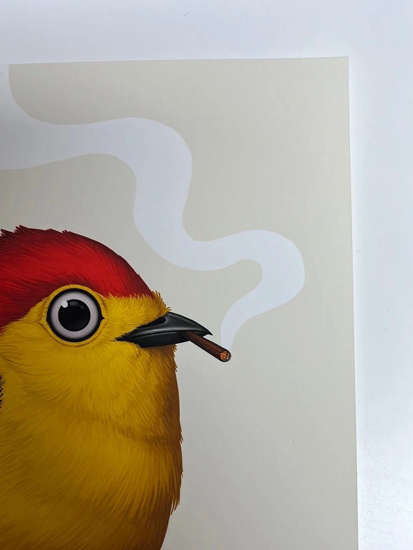 Fat Bird - 2019 Mike Mitchell Poster Wire-tailed Manakin Variant 6 Fat Bird - 2019 Mike Mitchell Poster Wire-tailed Manakin Variant