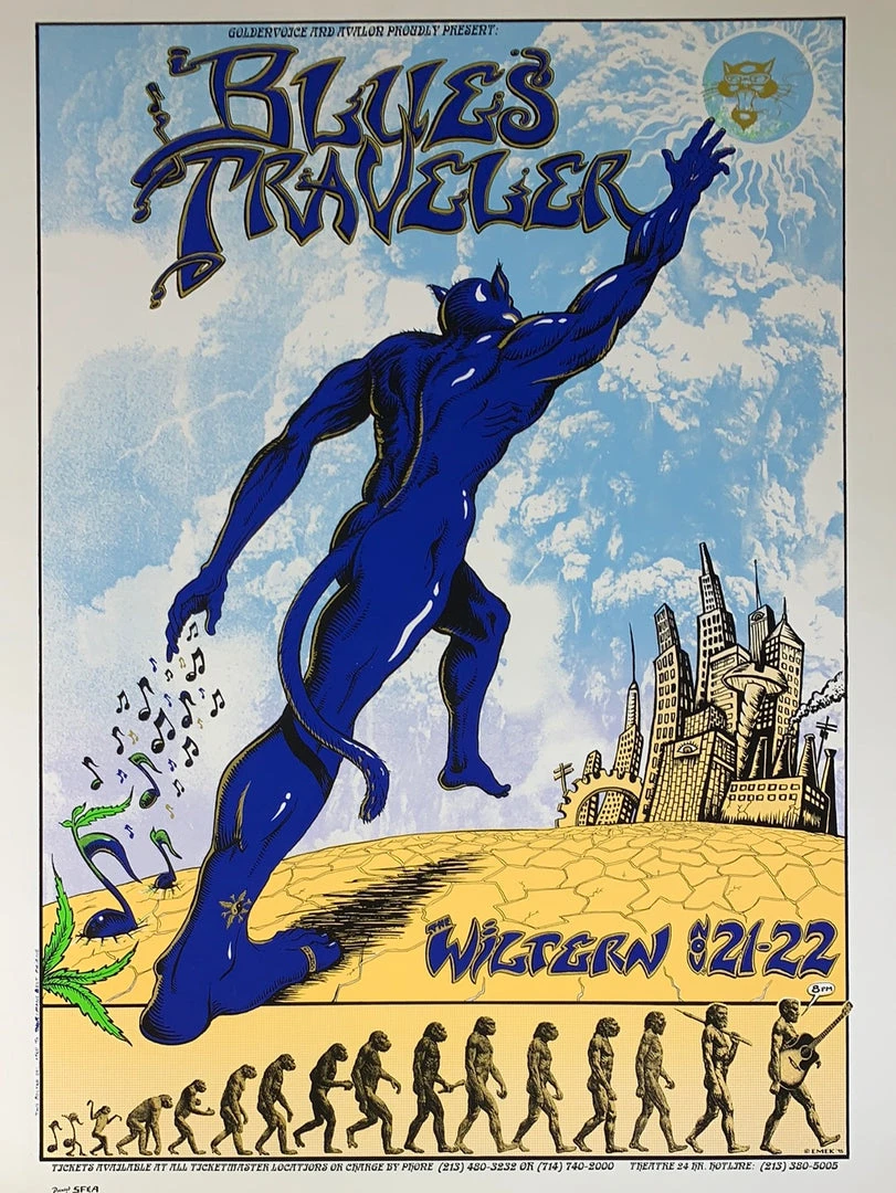 Blues Traveler - 1995 EMEK Poster Los Angeles, CA Wiltern Theatre Gig Posters 3 Blues Traveler - 1995 EMEK Poster Los Angeles, CA Wiltern Theatre Gig Posters