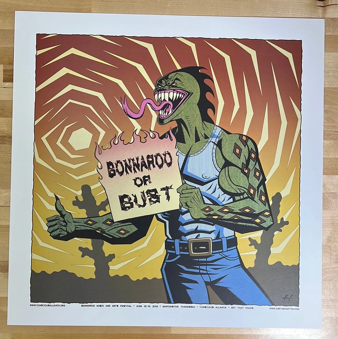 Bonnaroo - 2008 Justin Hampton Poster Manchester, TN Pearl Jam Gig Posters 4 Bonnaroo - 2008 Justin Hampton Poster Manchester, TN Pearl Jam Gig Posters