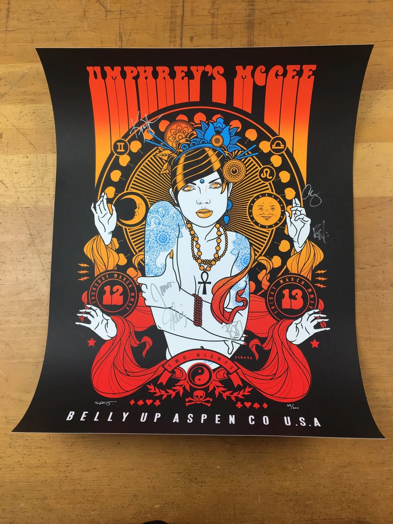 Colorado Umphrey's McGee - 2015 Scrojo Poster Belly Up Aspen, CO Band Autographed Silver 5 Colorado Umphrey's McGee - 2015 Scrojo Poster Belly Up Aspen, CO Band Autographed Silver