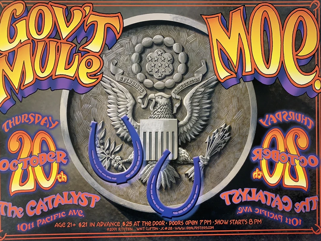 Gov't Mule Moe. - 2001 Randy Tuten Poster Santa Cruz, CA The Catalyst 3 Gov't Mule Moe. - 2001 Randy Tuten Poster Santa Cruz, CA The Catalyst