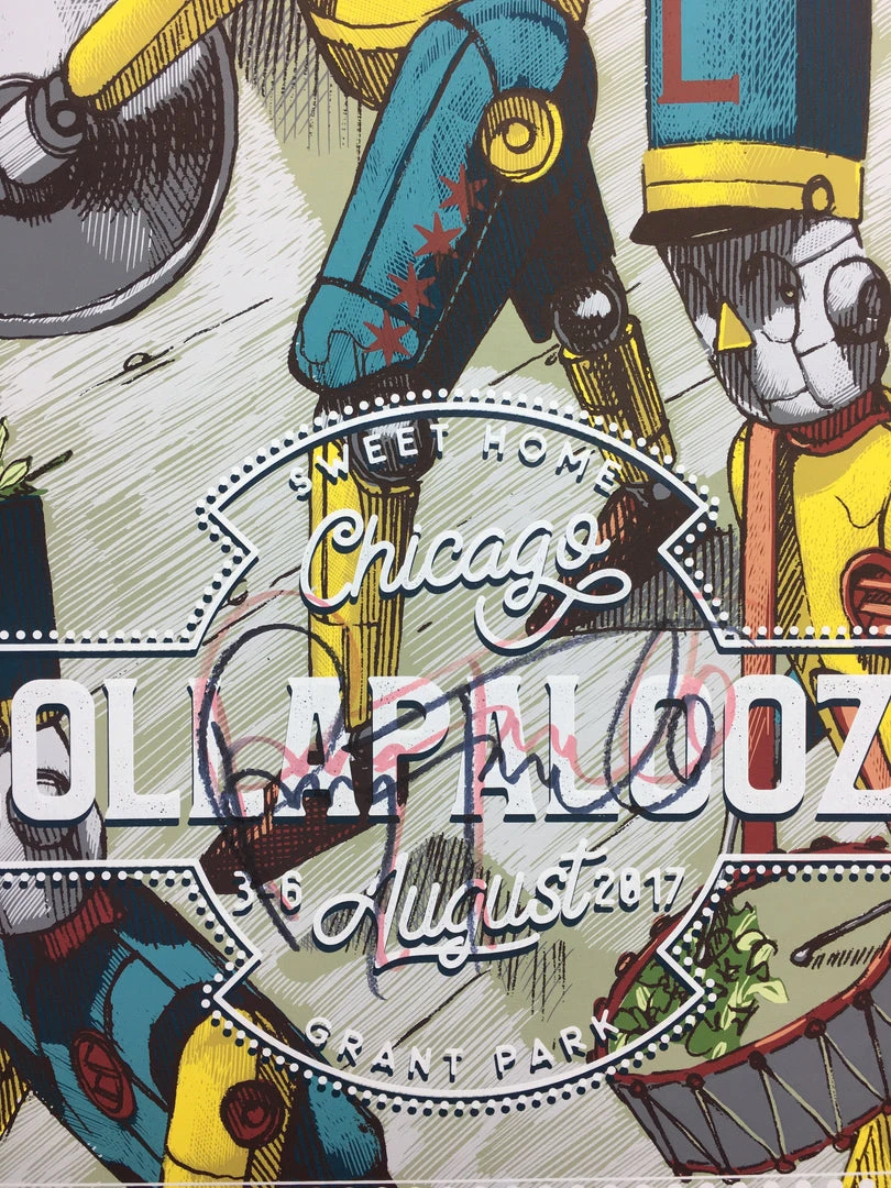 Chicago, IL Lollapalooza - 2017 Pixelpancho Poster Chicago Print SIGNED By Perry Farrell 4 Chicago, IL Lollapalooza - 2017 Pixelpancho Poster Chicago Print SIGNED By Perry Farrell