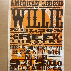 Willie Nelson - 2010 Hatch Show Print 9/24 Poster Los Angeles, California Gig Posters