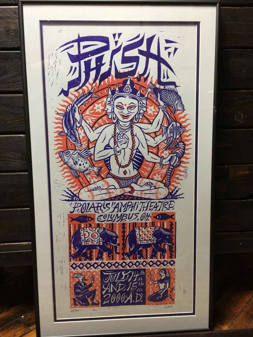 Phish - 2000 Jim Pollock Poster Columbus, OH Polaris Amphitheater, Framed 6 Phish - 2000 Jim Pollock Poster Columbus, OH Polaris Amphitheater, Framed