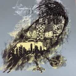 Urban Corvus - 2009 Dan Grzeca Poster Art Print Charcoal Grey