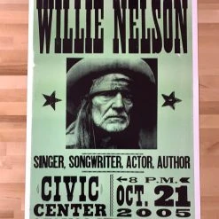 Gig Posters Willie Nelson - 2005 Hatch Show Print 10/21 Poster Muskogee, OK